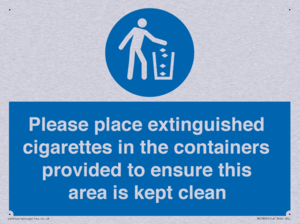 Please place extinguished cigarettes in the containers provided to ensure this area is kept clean